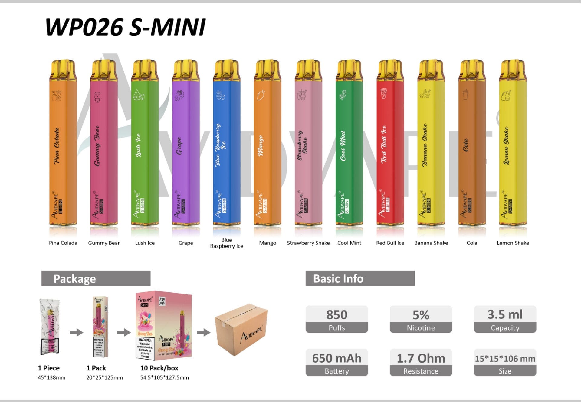 Avidvape WP026 S-MINI 850 Puff | Wholesale