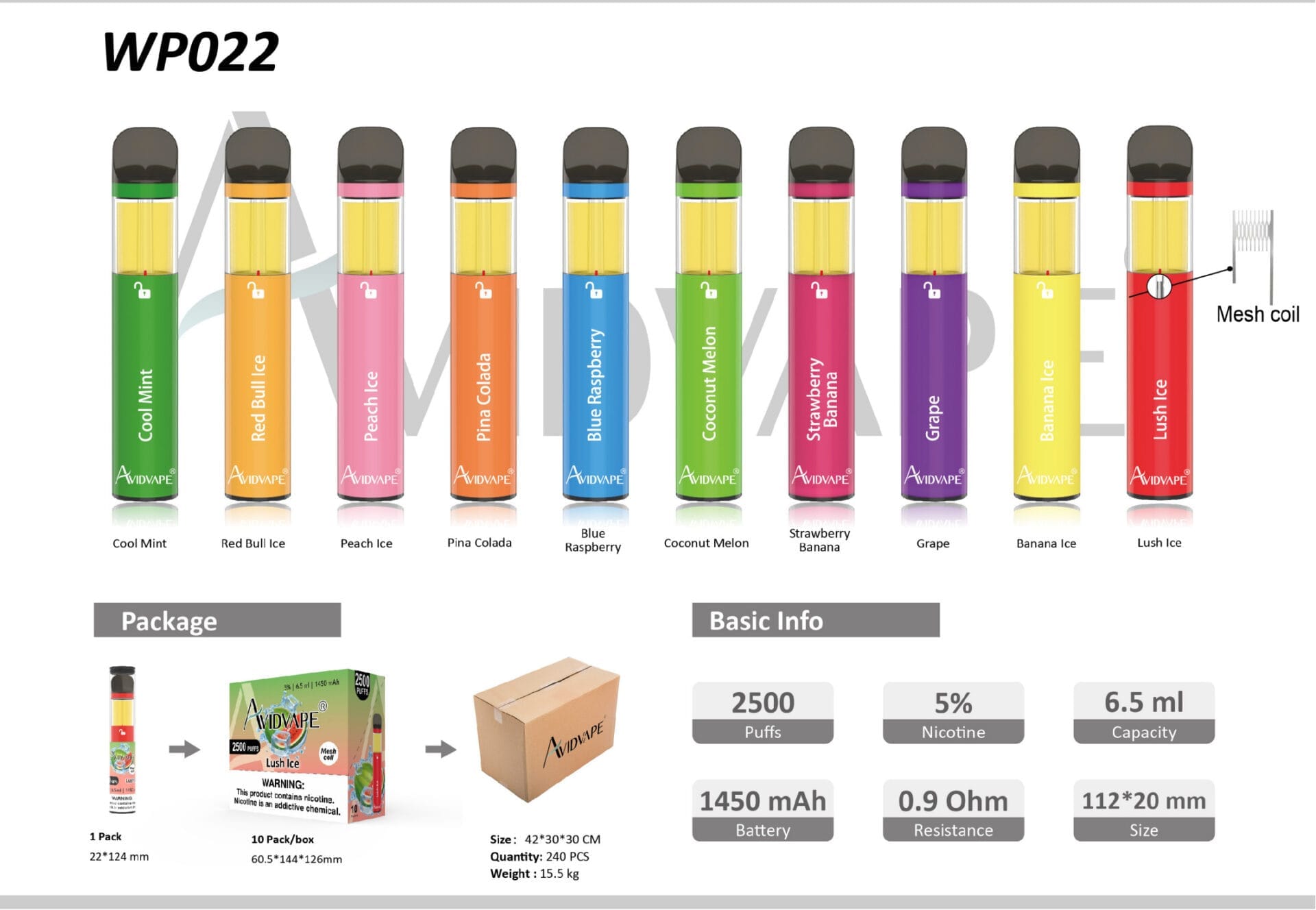 Avidvape WP022 2500 Puff Disposable | Wholesale