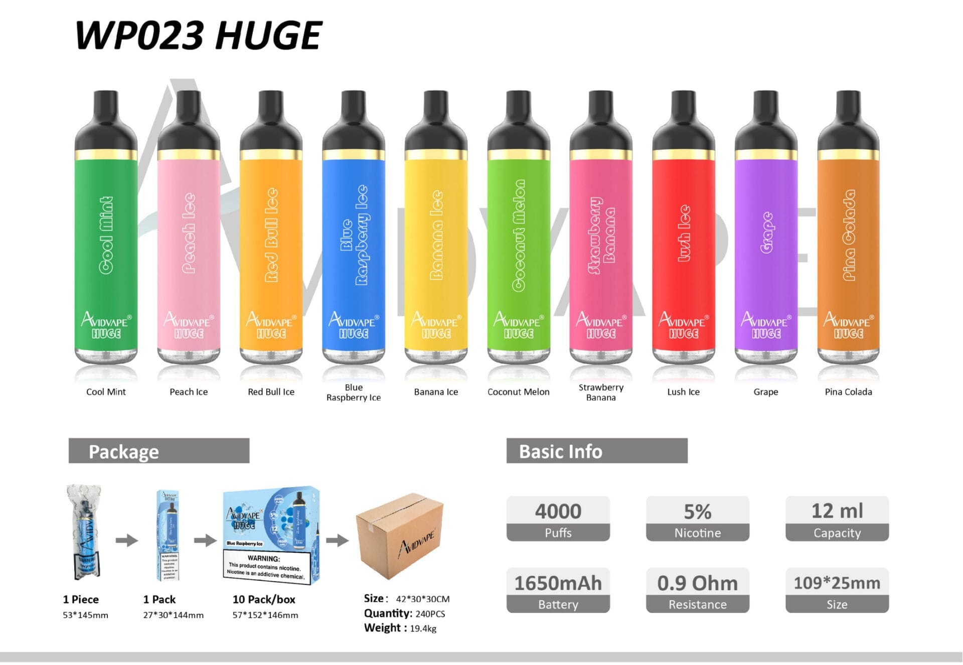Avidvape WP023 HUGE 4000 Puff Disposable | Wholesale
