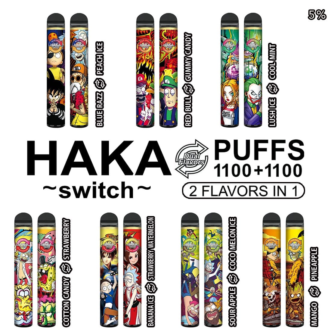 Haka Switch 2200 Puffs Dual Flavor Disposable Vape Wholesale Convenient  Portable Device - VAPE HK SHOP | WHOLESALE