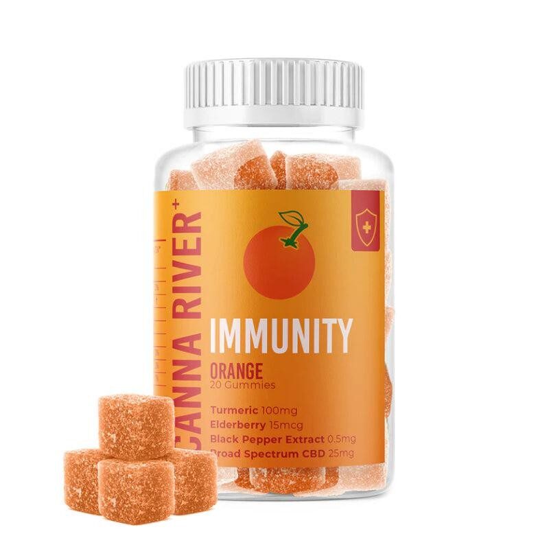 Canna River CBD Orange Broad Spectrum Immunity Gummies 400mg | Turmeric ...