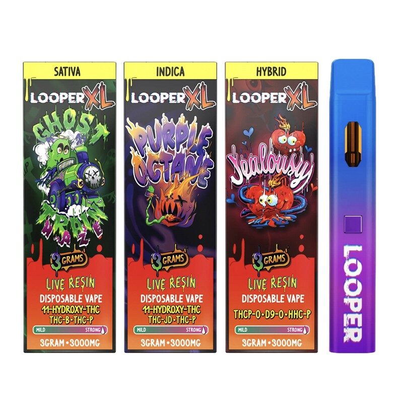 Looper XL Live Resin Disposable Vape - 3g THC Blend, Draw-Activated ...