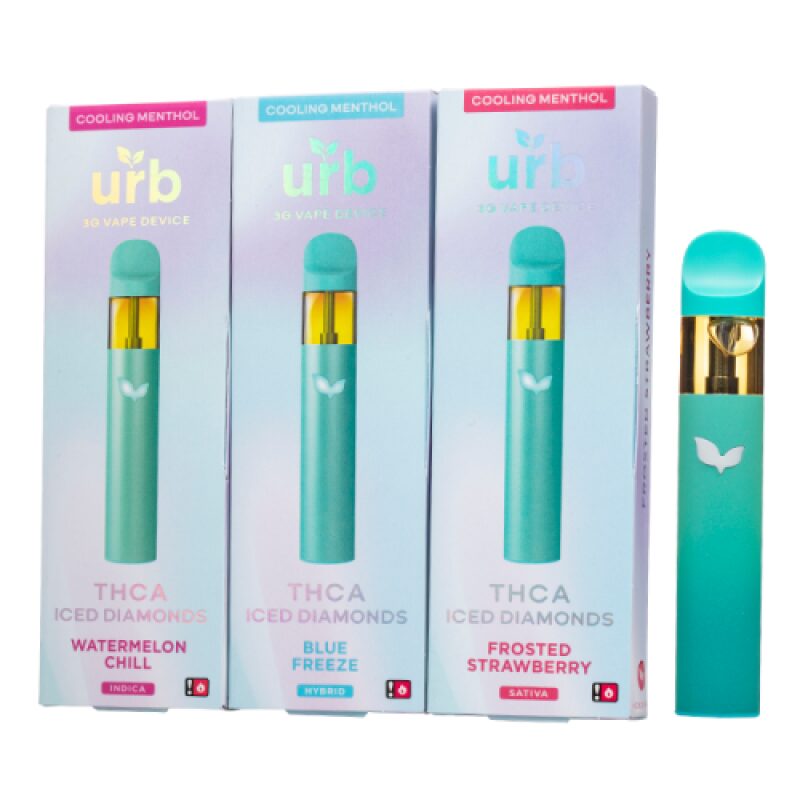 URB THCA Iced Diamonds Disposable Vape: 3G Live Resin Blend With ...