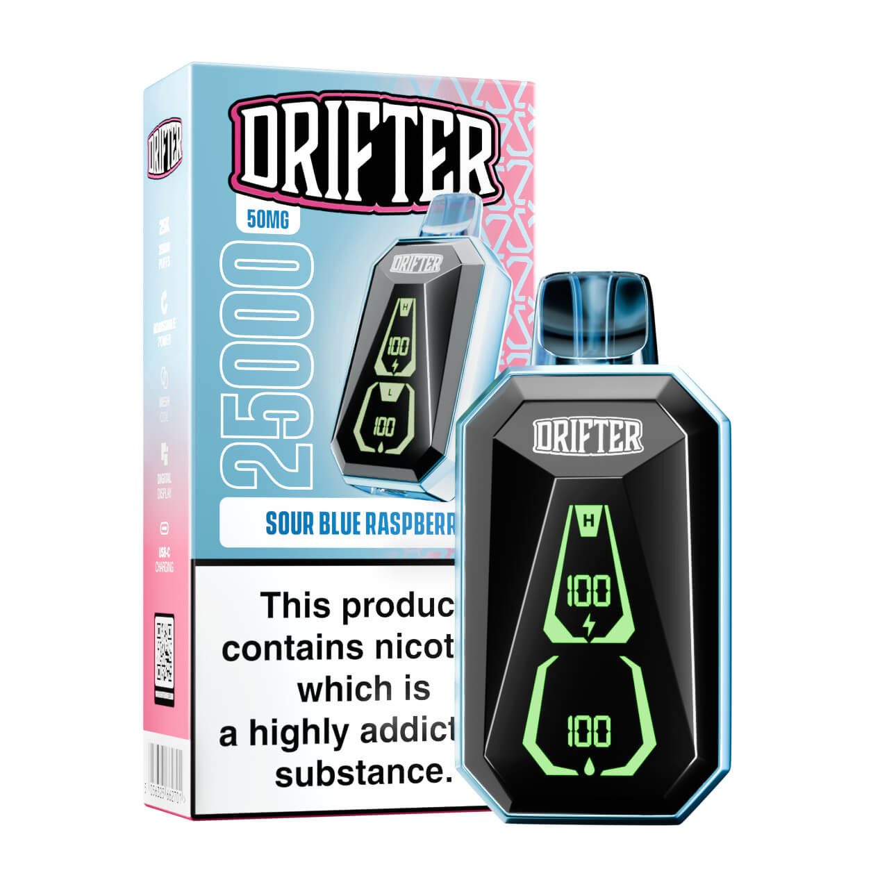 25000 puffs disposable vape wholesale Drifter Bar 25K | 25k Puffs, 5% Strength option, Mesh Coil, Adjustable Power, Display, USB-C - VAPE HK SHOP nicotine salt devices Strains:Vanilla (Sativa) Pink Rose | Disposable