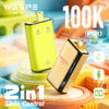 WASPE Double Flavor 100K Pro Disposable Vape Wholesale | 2-in-1 Dual Flavor, 56ml E-Liquid, Mesh Coil, Type-C Rechargeable
